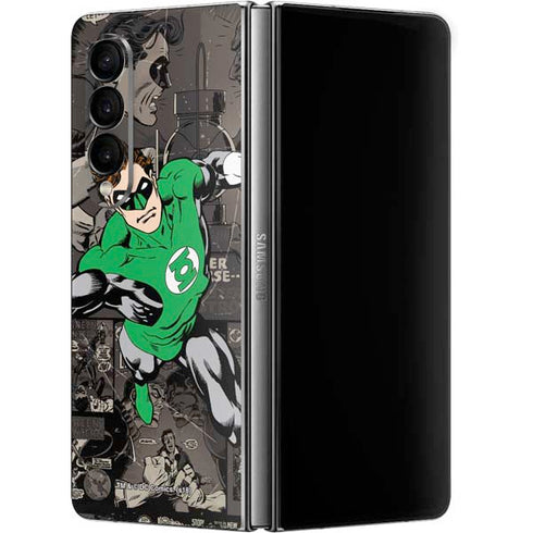 DC Comics Green Lantern Vintage Action Pose Pattern Galaxy Z Fold4 5G Skin